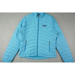 Patagonia Womens Down Sweater Small Blue Lightweight Puffer Full Zip Jacket